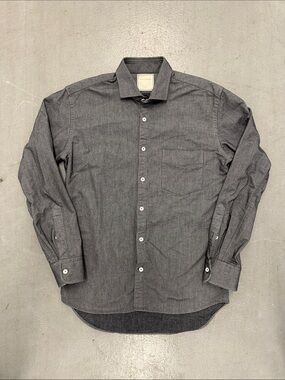 Billy Reid Men's Charcoal Heavyweight Button-Down Shirt S